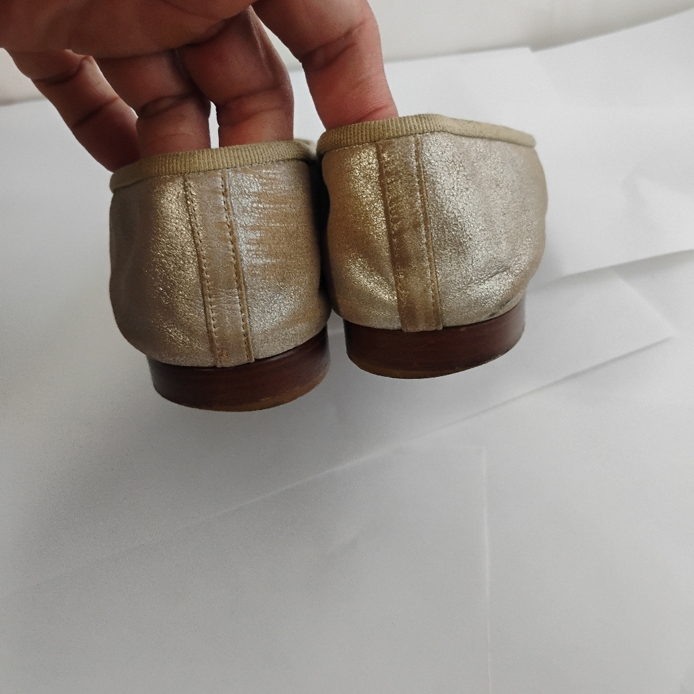 Chanel Flats metallic leather iconic shoes - Picture 6 of 16